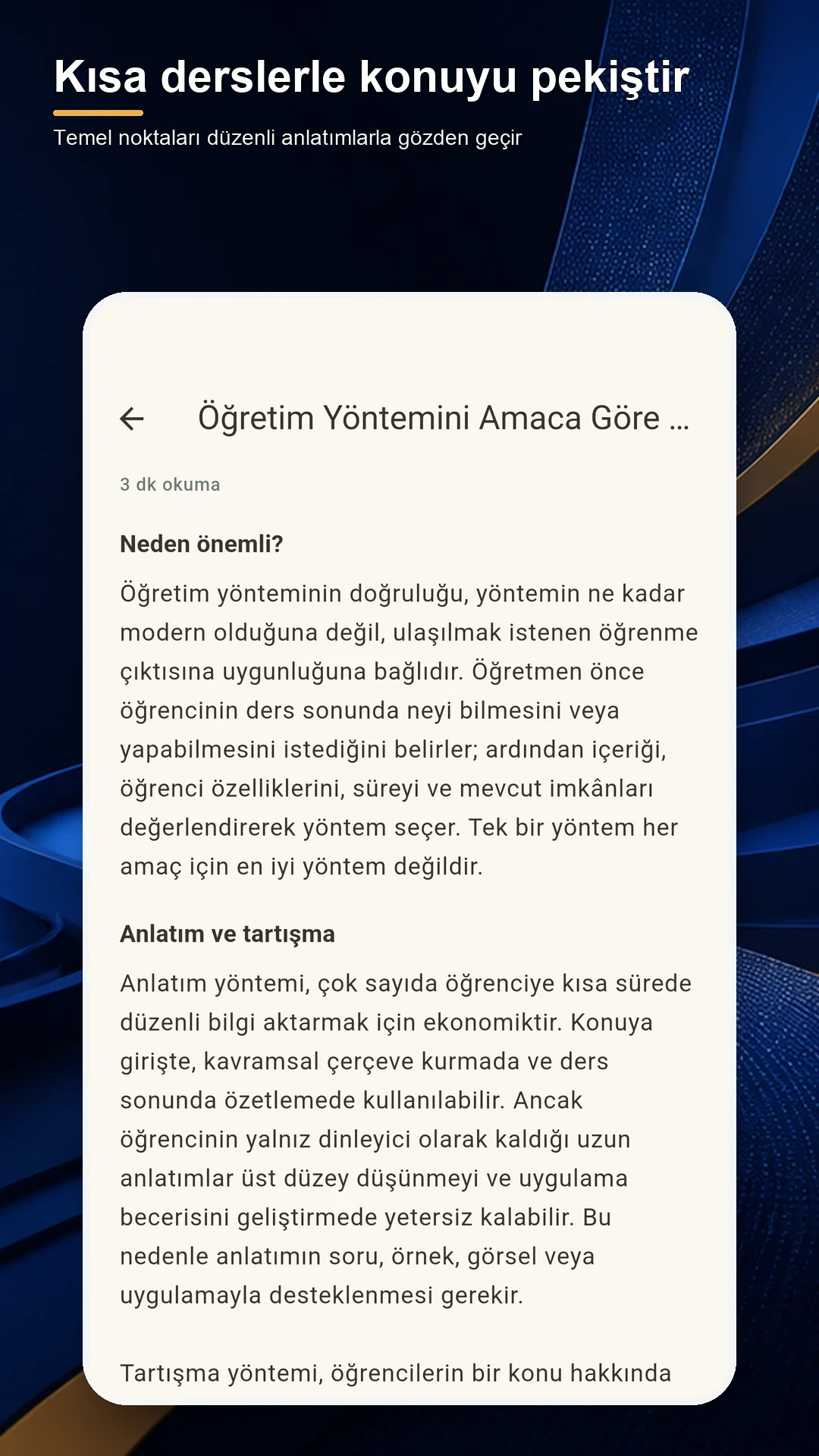 AGS Çalışma konu anlatımı ekranı